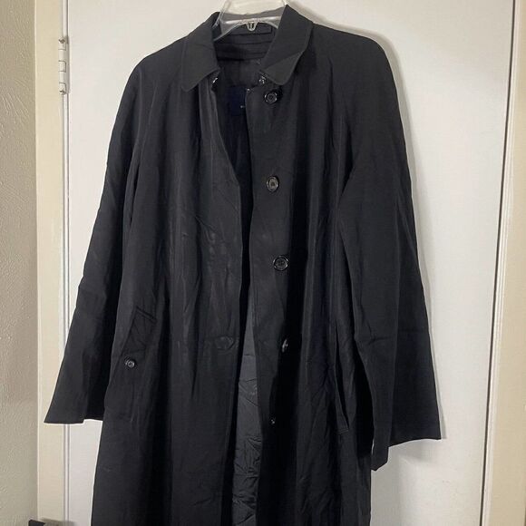 Vintage Burberry Men Oversized Black Trench Coat size Medium Large - Picture 2 of 10